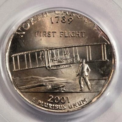 2001 PCGS MS66 On 4.6 Grams Elliptical Clip North Carolina Quarter Mint Error - Image 1 of 4