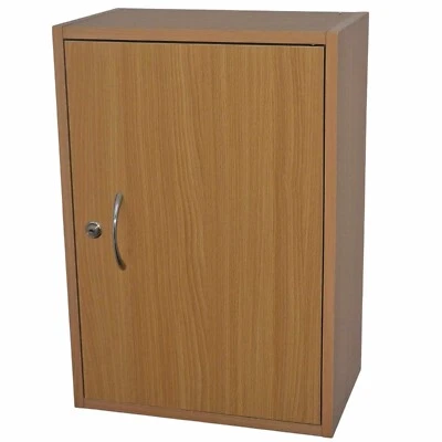 Wooden Lockable Brown Beech Wall Cabinet Supplied With 2 Keys - Image 1 of 4