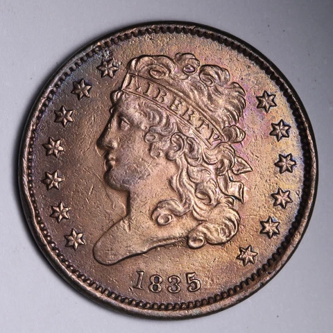 1835 Classic Head Half Cent CHOICE UNC *UNCIRCULATED* MS E100 ACZW Cover