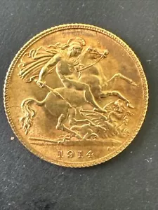 Great Britain 1914 - ½ Sovereign / Half Sovereign - King George V; .917 Gold - Picture 1 of 6