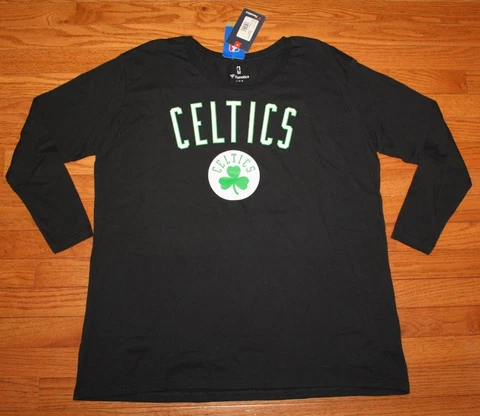 NWT Women's Boston Celtics Fanatics Branded Long Sleeve T-Shirt Black Large *1K Cover