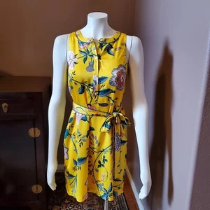 NWT Ann Taylor LOFT golden yellow vine print shirt dress size XS - Picture 1 of 5