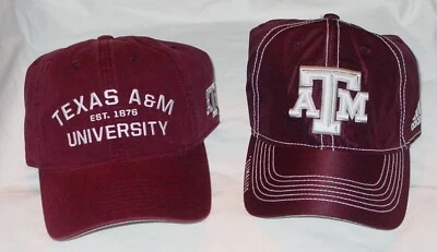2 NEW ADIDAS SEWN / EMBROIDERED TEXAS A & M AGGIES HATS / BALL CAPS-ADJUSTABLE - Image 1 of 4