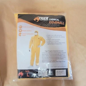 Tiger Tough Chemical Protection Coveralls for Men - Hazmat Suit with Hood, Large - Picture 1 of 5