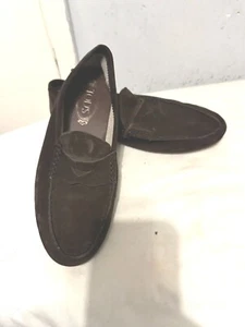 TOD'S Hombre Goma Ligero Hecho en Italia Mocasines de Gamuza Marrón Oscuro Zapatos £450 - Imagen 1 de 8
