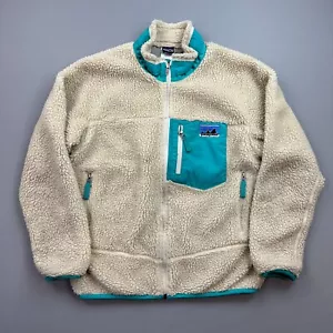 Patagonia Retro X Jacket Kids Large Natural Turquoise Deep Pile Full Zip 65643 - Picture 1 of 16