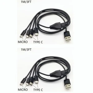 2PACK 1M 3FT 4 en 1 USB vers 2 Type C + 2 Câble Micro Charge Charge Multiple - Photo 1 sur 5