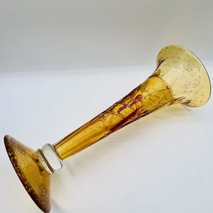 Glass Vase Red And Amber Applied Glass 14 1/4” Art Glass - Picture 1 of 11