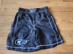 CF Athletic MMA Cage Fighter shorts youth Sz Small Black w/ White trim EXC - Picture 1 of 3