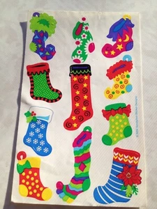 1 SHEET RARE SANDYLION CHRISTMAS SHIMMER OLD TIME STOCKINGS STICKERS - 11 PCS - Picture 1 of 2
