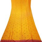 Vintage Orange 100% Reine Seide Handgewebt Sari Remnant 4.6m Craft Stoff Seide
