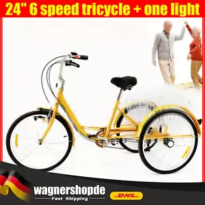 Adult Tricycle 6 Speed 24In Three Wheel Bike Cruiser Trike with Backrest& Basket - Bild 1 von 24