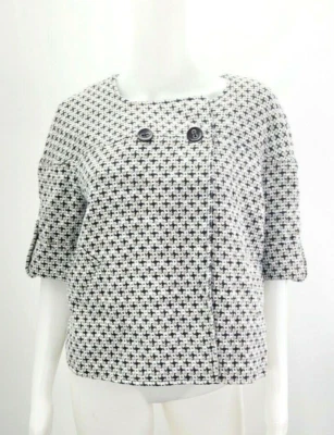 Ellen Tracy Women's Navy Blue Multi Gingham Short Sleeve Cape Blazer S NWT - Изображение 1 из 4