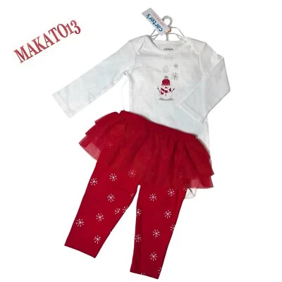 Carter's Just One You Talla 12 Meses Muñeco de Nieve Navidad Body Tutú Pantalón Conjunto Foto 1 de 4