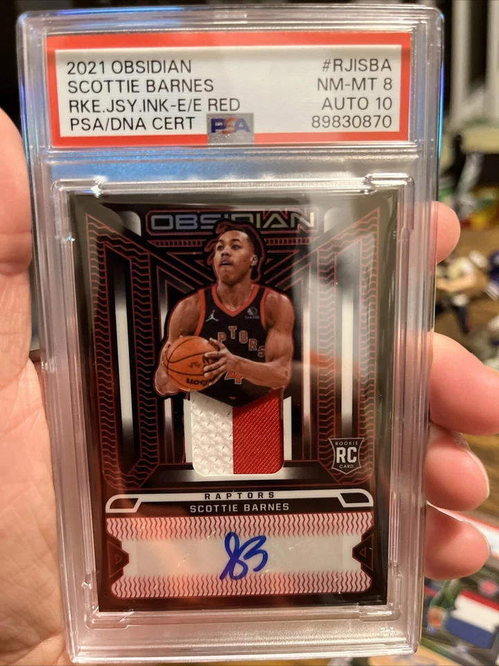 2021 Obsidian Scottie Barnes Rookie Jersey Number 4/5 Red - Image 1 of 2