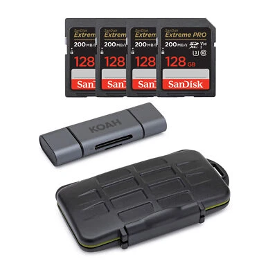 SanDisk 128GB Extreme PRO 200 MB/s UHS-I SDXC Memory Card Bundle with Case - Image 1 of 4