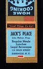 1940s Advance Match Jack's Place Regular Meals John Mahar 110 Main Dansville NY