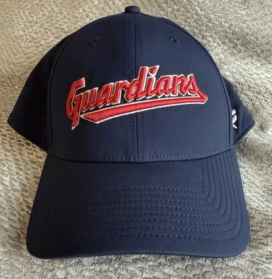 Cleveland Guardians Hat Cap Fanatics Flex Fit Size M/L MLB Spell Out Logo Blue - Image 1 of 4