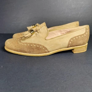 Stuart Weitzman Guything Tan Suede Tassel Loafers Flats Oxfords Shoes Women's 9 - Picture 1 of 8
