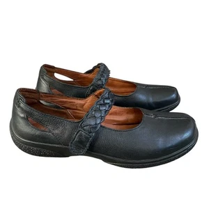 HOTTER Shake Mary Jane Women's 9.5 EU 39.5 Black Leather Flat Shoes Rubber Sole - Picture 1 of 15