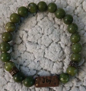 Irish Connemara Marble 8mm Bead Bracelet +joy charm - Picture 1 of 2