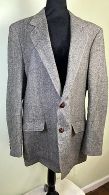 Blazer Abrigo Deportivo De Colección John Weitz Palm Beach Tweed-Espiga Lana EE. UU. Hipster Foto 1 de 4