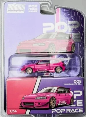 POPRACE 1/64 Enigma 独家 Pandem Civic EG6 粉红色 #008 全新 ALLOY 型号 — 第 1/2 张图片