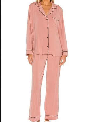 Conjunto de pijama largo modal Eberjey Gisele talla extra pequeña XS rosa tostado rosa - negro Foto 1 de 4