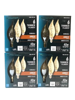 EcoSmart 40W Equivalent B11 Dimmable E12 Candelabra LED Amber 4 X (3 Packs) - Image 1 of 3