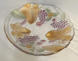 Mikasa Japan Crystal Serving Curved Platter 12" Fruit Leaves Cornucopia - Picture 1 of 6