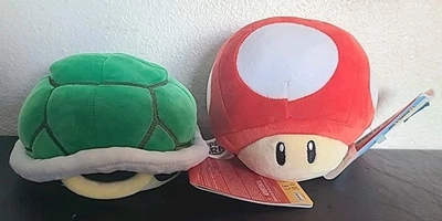 Lote de 2 Jakks Super Mario 5" Peluche con Sonido Verde Shell y Super Champiñón Nuevo Foto 1 de 4