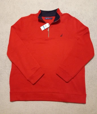 Hombre NAUTICA Rojo 1/4 Cremallera LS Polar Forrado Sudadera Talla XL - NUEVO CON ETIQUETAS Foto 1 de 4