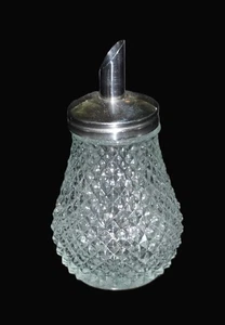 Vintage Restaurant Diamond Point Glass Sugar Dispenser Metal Top Large 5 1/2" ! - Picture 1 of 4