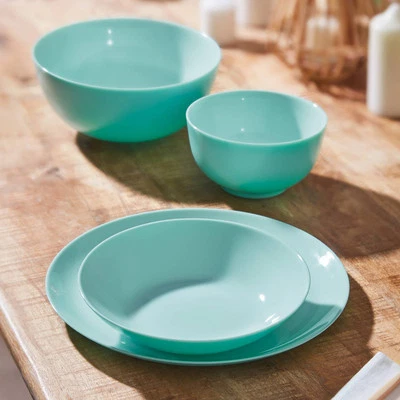 Service de table en verre Hartglas Diwali Light turquoise 18 pièces - Photo 1/4