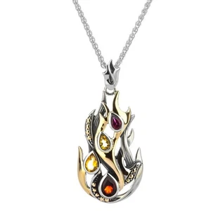 Colgante Elemento Fuego Plata y 10K Granate Citrino Rodolita Keith Jack - Imagen 1 de 9