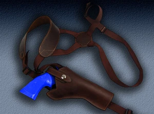 Barsony Brown Leather Vertical Shoulder Holster for TAURUS 44 80 82 65 669 4" - Picture 1 of 9