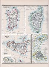 1931 MAP ~ SARDINIA CORSICA SICILY ENVIRONS VENICE & LAGOONS ~ SAN MARINO