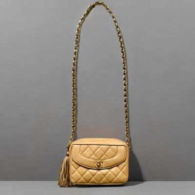 Chanel Vintage Bijou Chain Camel Quilted Tassel Diana Flap - Image 1 of 4