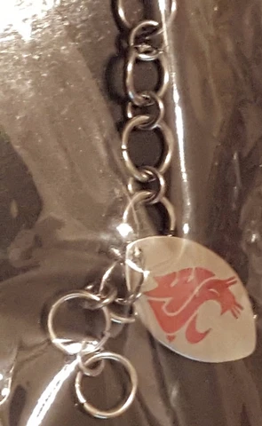 WASHINGTON STATE COUGARS * Stainless Steel Logo Charm Bracelet  New NCAA Jewelry Cover