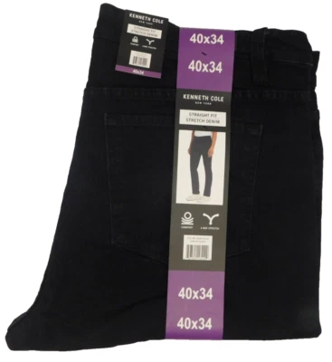 Pantalones de mezclilla azul oscuro elásticos 2 vías calce recto 40 x 34 Kenneth Cole para hombre nuevos con etiquetas Foto 1 de 4