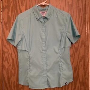 Aftco Bassmasters Shirt Large Women’s Blue Snap Button AFTECH Zip Pockets - Picture 1 of 9