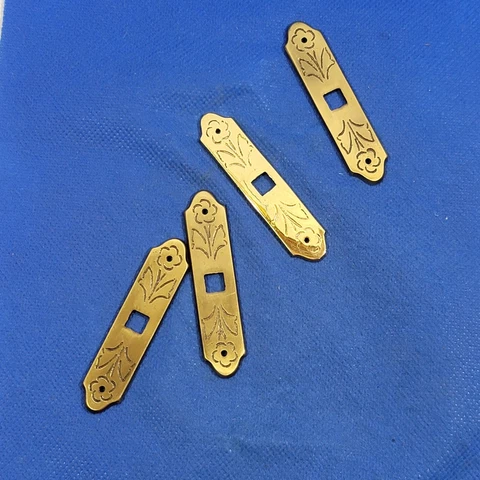 Vintage Gold tone Dresser Drawer Pull Back Plate Set Of 4 Cover