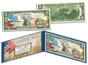PEANUTS - CHARLIE BROWN - SNOOPY *Americana* Legal Tender US $2 Bill *Licensed* - Picture 1 of 1