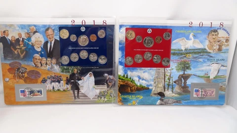 2018  Uncirculated  P & D Mint Sets - Postal Commemorative Society  Coin & Stamp Cover