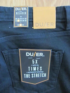 DU/ER NEU Relaxed L2X Black Denim 5X Quick Dry Flexible Taperd Jeans Herren 34x32 - Bild 1 von 12