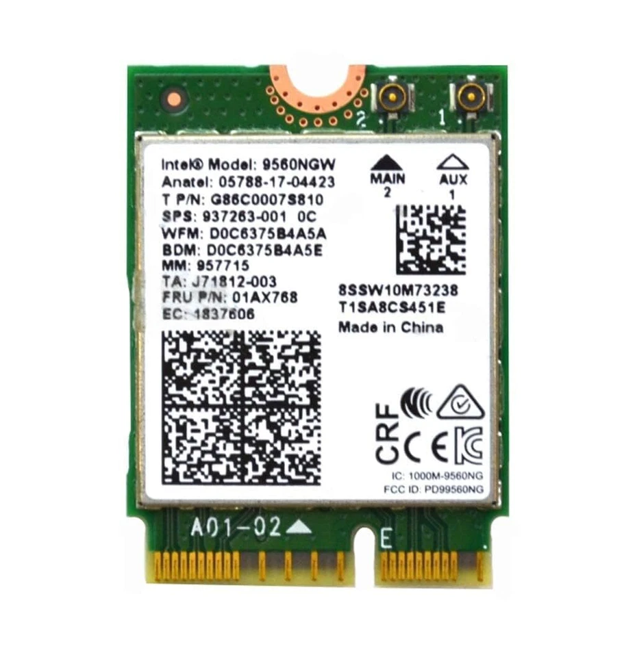9560NGW Wireless-AC 9560 802.11AC WLAN PCI-Express Bluetooth 5.1 WiFi Card G8... - Image 1 of 1