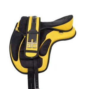 Freemax Horse English Saddle Yellow Color Treeless Synthetic In 14 Sizes F/Ship. - Picture 1 of 1