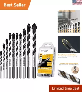 Industrial Strength 10 PCS Carbide Drill Bits - For Glass, Cement, Tile & Wood - Picture 1 of 11