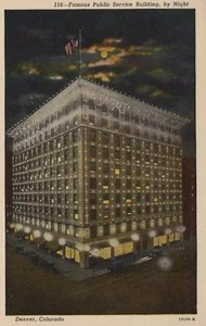 Denver Colorado öffentlicher Dienst Gebäude bei Nacht Postkarte - Bild 1 von 2