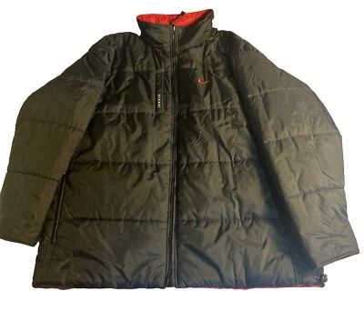 Vtg 90s Y2K Nike Jacket Mens XL Red Black Reversible Puffer Center Swoosh Zip - Image 1 of 4